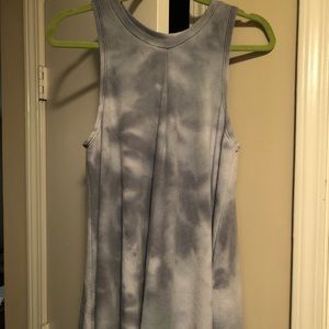 Blue and white sweatshirt tie dye tank